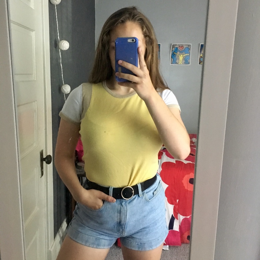 🌕 Vintage 90’s Yellow Color Block Top 🌕